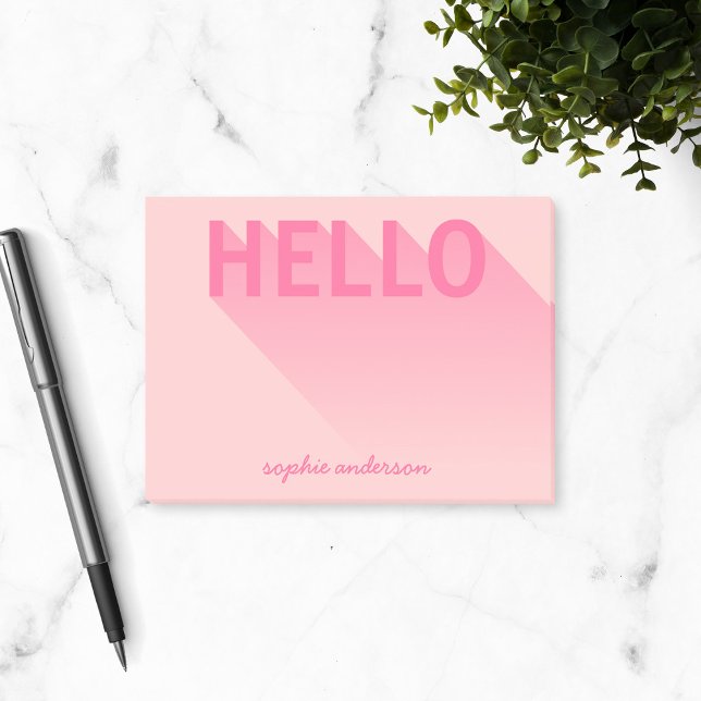 Modern Rosa Hej Post-it Block (Skapare uppladdad)