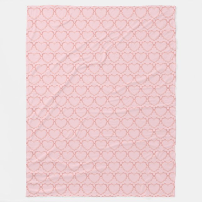 Modern Rosa Hjärtar på Rosa Fleece Blanket (Framsidan)
