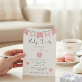 Modern Rosa Hjärtformad Babyflicka Barnkalas Inbju