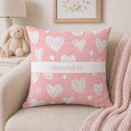 Modern Rosa Hjärtmonogram Kudde