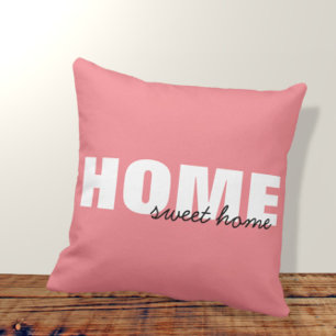 Modern Rosa Home Sweet Home Typography Design Kudde