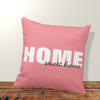 Modern Rosa Home Sweet Home Typography Design Kudde