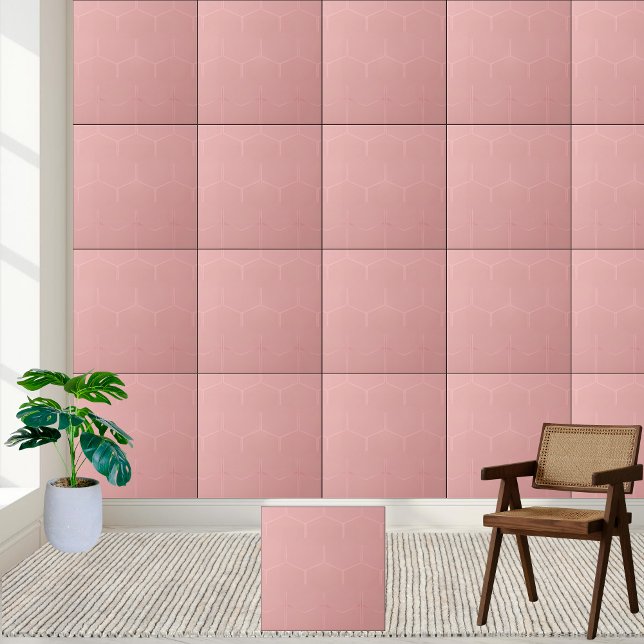 Modern Rosa Honeycomb Geometric Ceramic Tile Kakelplatta (Modern Pink Honeycomb Geometric Ceramic Tile)