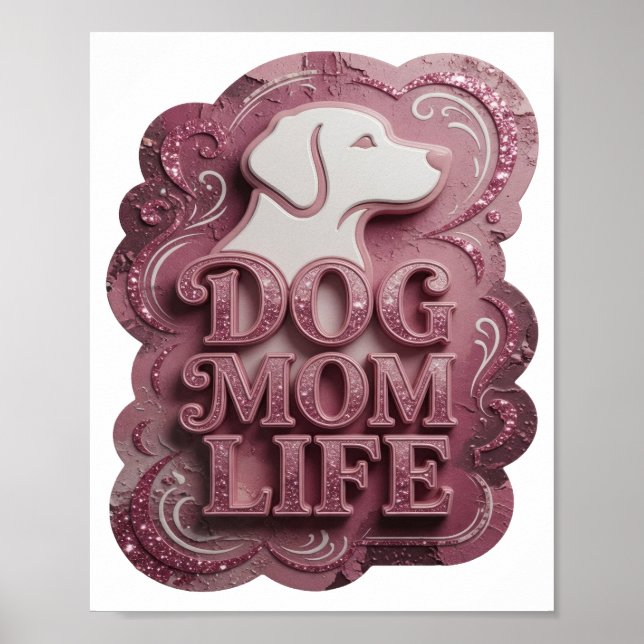 Modern Rosa HUND MAMMA LIV Poster (Framsidan)