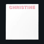 Modern  Rosa i Cute Cherry Red Kids Lärare Anteckningsblock<br><div class="desc">Anteckningsblocket Modern Classic Cute  Rosa och Cherry Red Typography Retro Kids Teacher</div>
