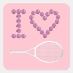 Modern Rosa I Kärlek tennis Fyrkantigt Klistermärke