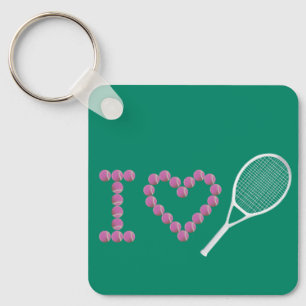 Modern Rosa I Kärlek tennis Grönt Nyckelring