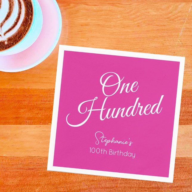 Modern Rosa i skript 100:e födelsedagen Pappersservett (Skapare uppladdad)