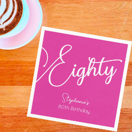 Modern Rosa i skript 80:e Födelsedagsfesten Pappersservett