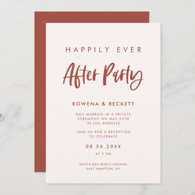 Modern rosa i snö Lyckligtvis allt efter party Inbjudningar (Fram/baksida)