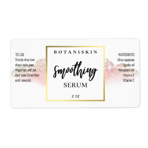 Modern Rosa i vattenfärg och vita serumetiketter Fraktsedel