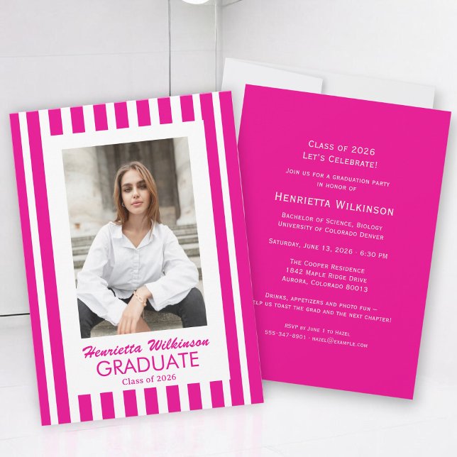 Modern Rosa Invitation till Examenfirande Inbjudningar (Skapare uppladdad)