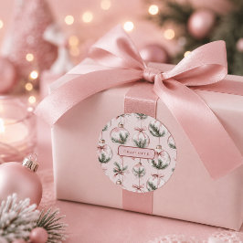 Modern Rosa Juldekoration Personlig Klistermärke
