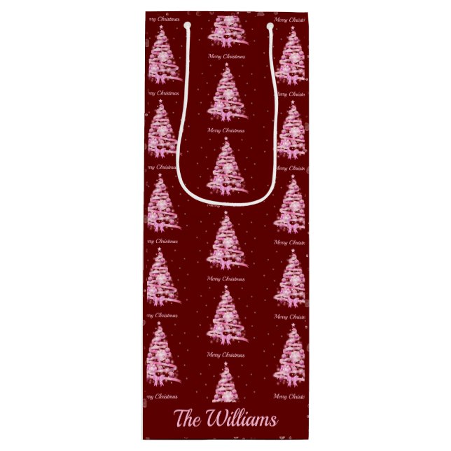 Modern Rosa Julgran Anpassat namn Red (Framsidan)