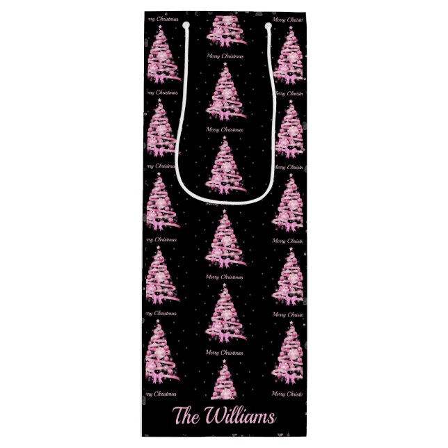 Modern Rosa Julgran Anpassat namn svart (Framsidan)