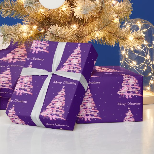 Modern Rosa Julgran Presentpapper (Helgdagar)