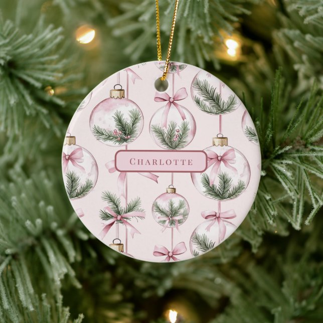 Modern Rosa Julgransprydnad Personlig Gåva Keramik (Träd)