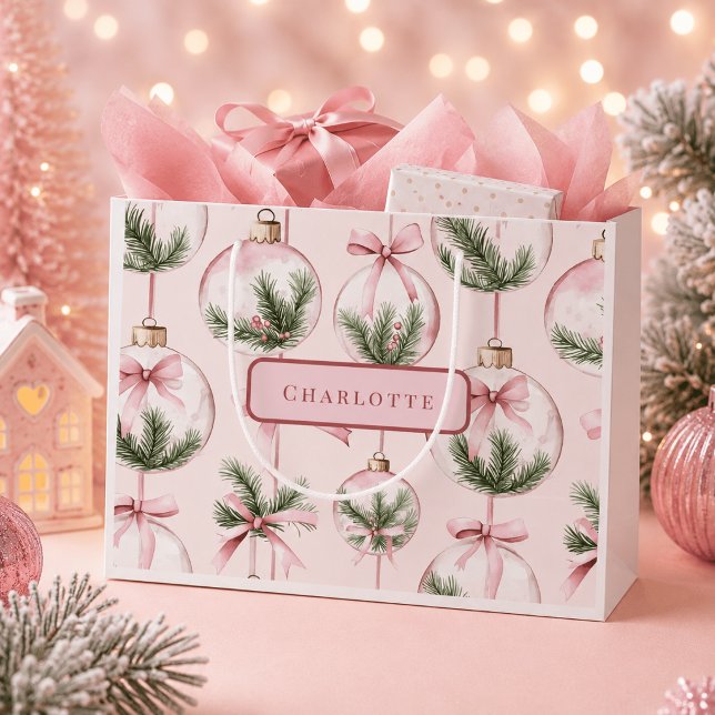 Modern rosa julgransprydnad presentbag (Skapare uppladdad)