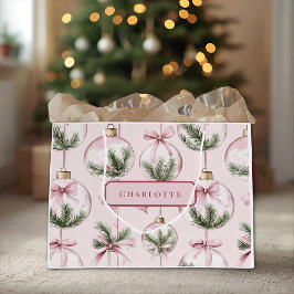 Modern rosa julgransprydnad presentbag
