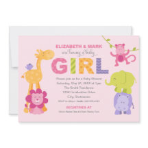 Modern Rosa Jungle Animals Girl Baby Shower