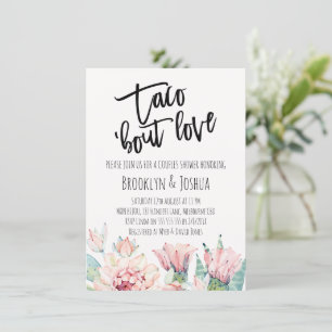 Modern Rosa Kaktus Taco 'bout Love Parbröllopsfest Inbjudningar
