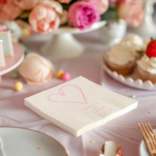 Modern rosa kärlek hjärta bröllopsservett pappersservett