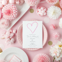 Modern rosa kärlek hjärtbröllopsinbjudan