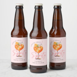 Modern Rosa Kärlek vid Första Spritz-Möhippan Ölflaska Etikett