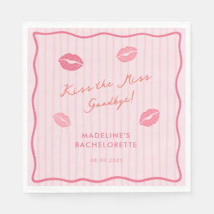 Modern Rosa Kiss The Miss Goodbye Bröllopsdusch Pappersservett