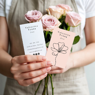 Modern rosa konst blommigt teckning elegant visitkort