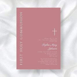 Modern Rosa Kor Girl First Communion Inbjudningar
