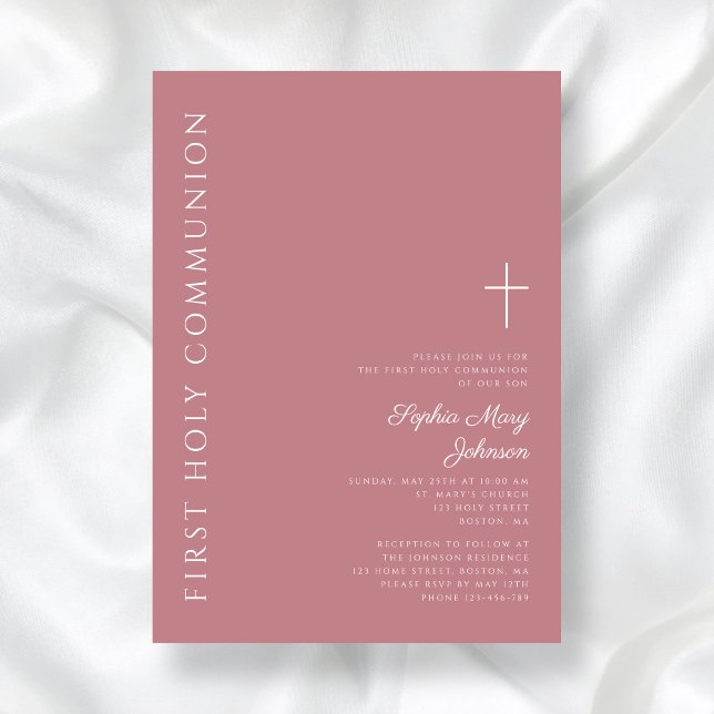 Modern Rosa Kor Girl First Communion Inbjudningar (Skapare uppladdad)