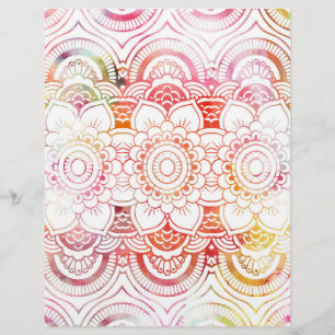 Modern rosa korallvattenfärgad blommigt mandala reklamblad