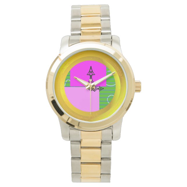 Modern Rosa-kvadrattid Armbandsur (Framsida)