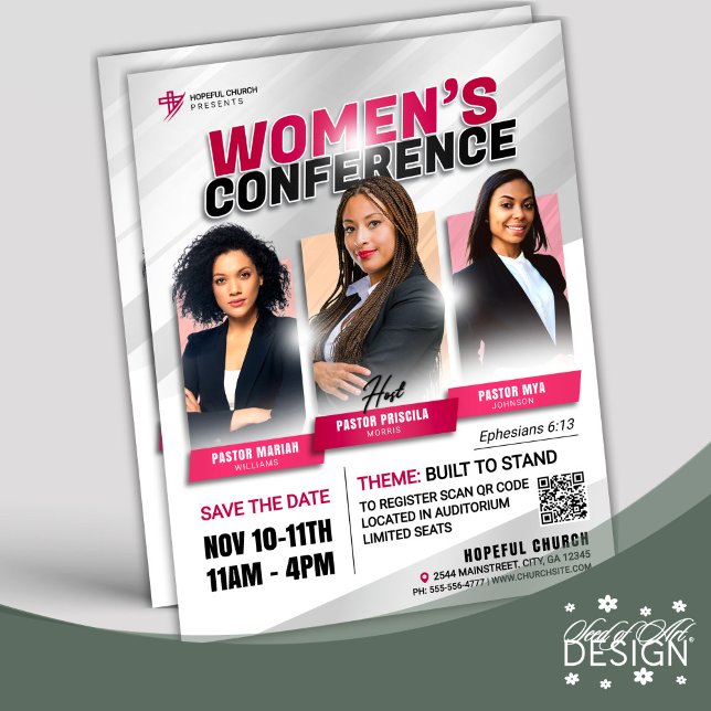 Modern Rosa Kyrkokonferens för kvinnor Reklamblad (Skapare uppladdad)