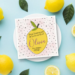 Modern Rosa Lemonade 1:a födelsedag Pappersservett