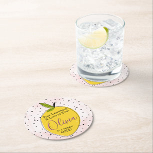 Modern Rosa Lemonade 1:a födelsedag Underlägg Papper Rund