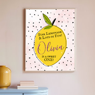 Modern Rosa Lemonade 1:a födelsedag Välkommen Poster
