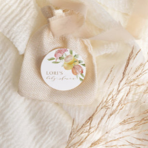 Modern Rosa Lemonade Summer Baby Shower Runt Klistermärke