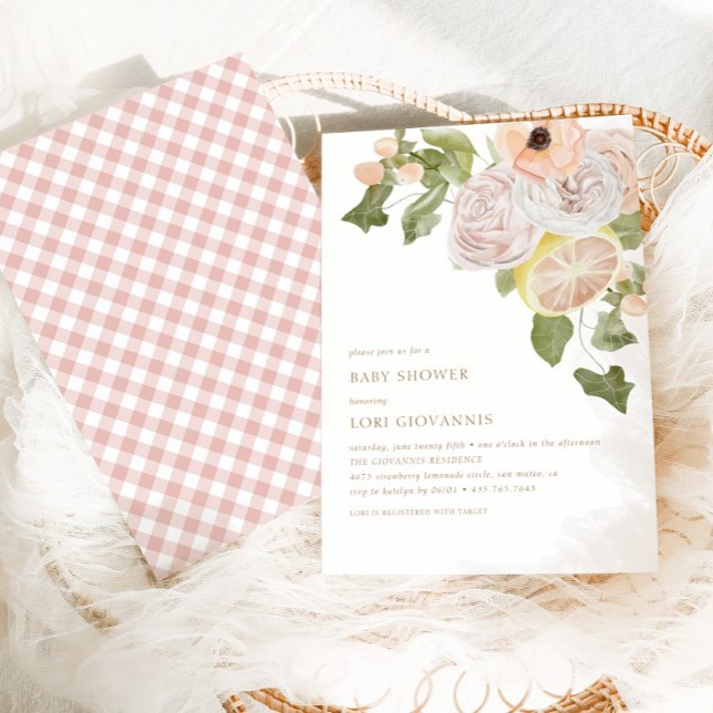 Modern Rosa Lemonade Summer Play Baby Shower Inbjudningar (Skapare uppladdad)