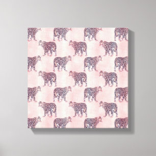 Modern Rosa Leopard Animal Mönster Canvastryck