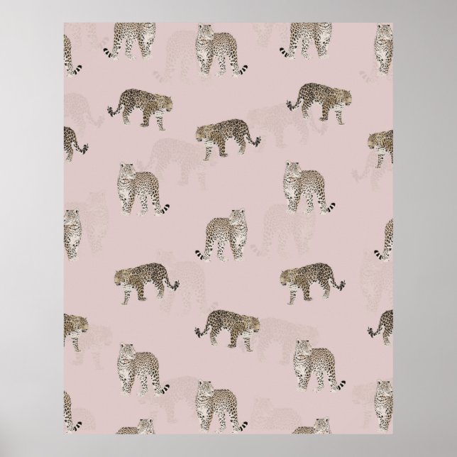 Modern Rosa Leopard Jungle Animals Poster (Framsidan)