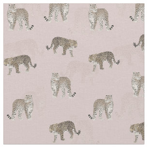 Modern Rosa Leopard Jungle Animals Tyg