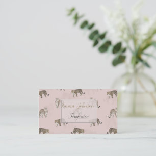 Modern Rosa Leopard Jungle Animals Visitkort