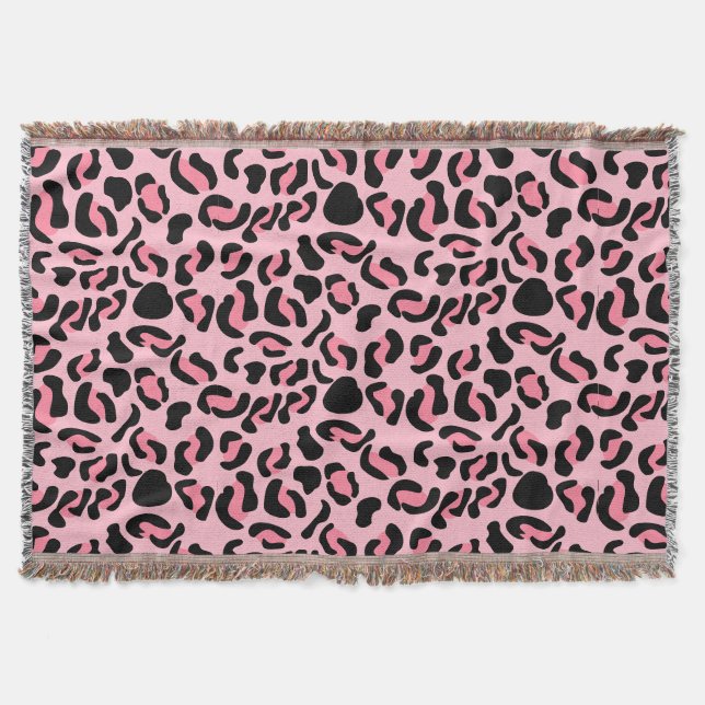 Modern rosa leopardmönster djur filt (Framsidan)