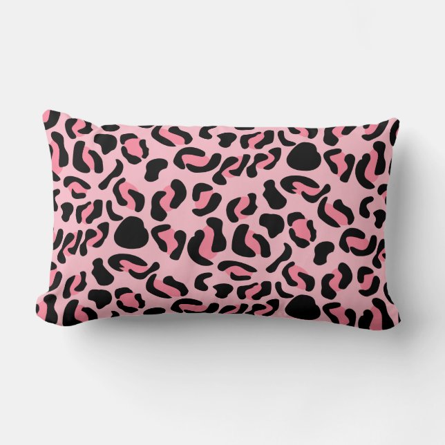 Modern rosa leopardmönster djur lumbarkudde (Framsida)