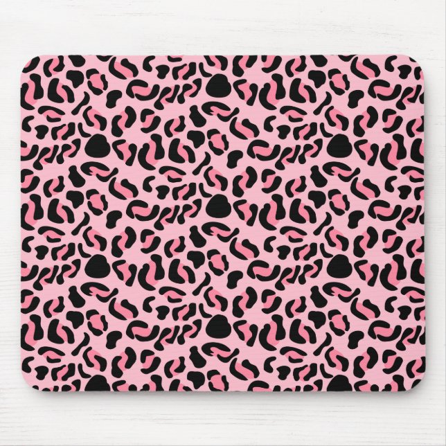 Modern rosa leopardmönster djur musmatta (Framsidan)