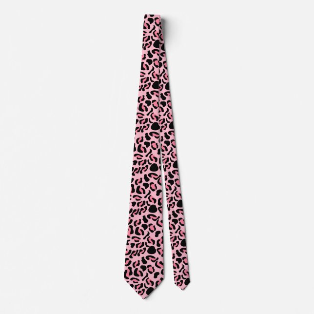 Modern rosa leopardmönster djur slips (Framsida)