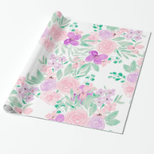 Modern rosa lila  blommigt vattenfärg mönster