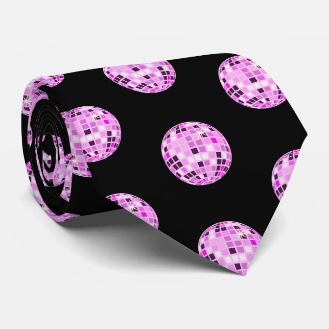 Modern Rosa Lila Disco Boll Mönster Black Slips (Rullad)